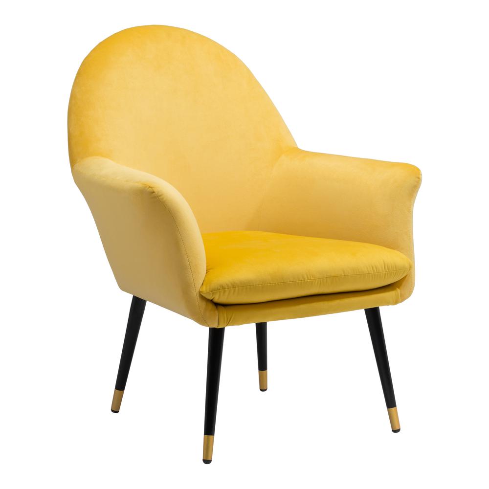 Alexandria Accent Chair Yellow Yellow Velvet. Picture 1