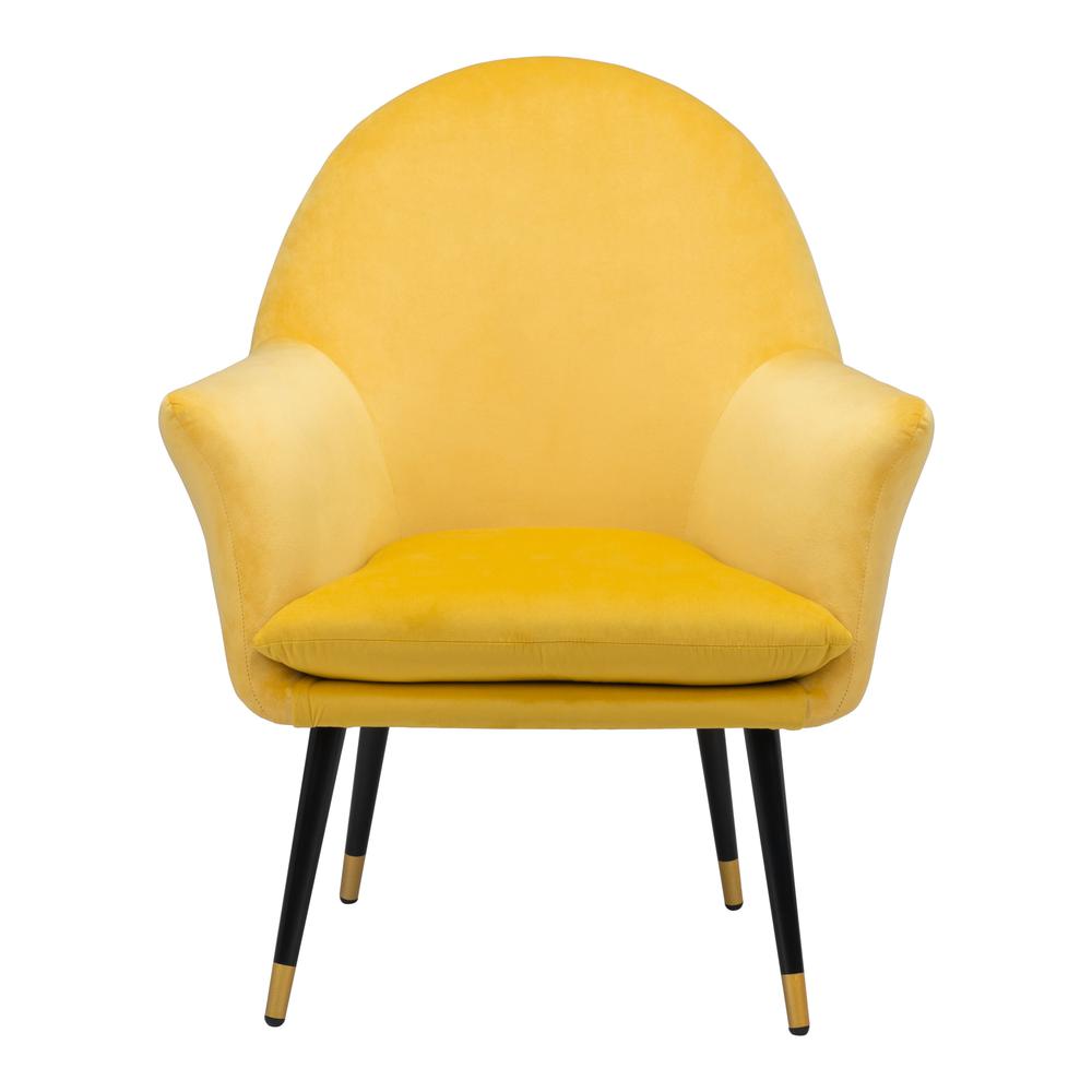 Alexandria Accent Chair Yellow Yellow Velvet. Picture 3
