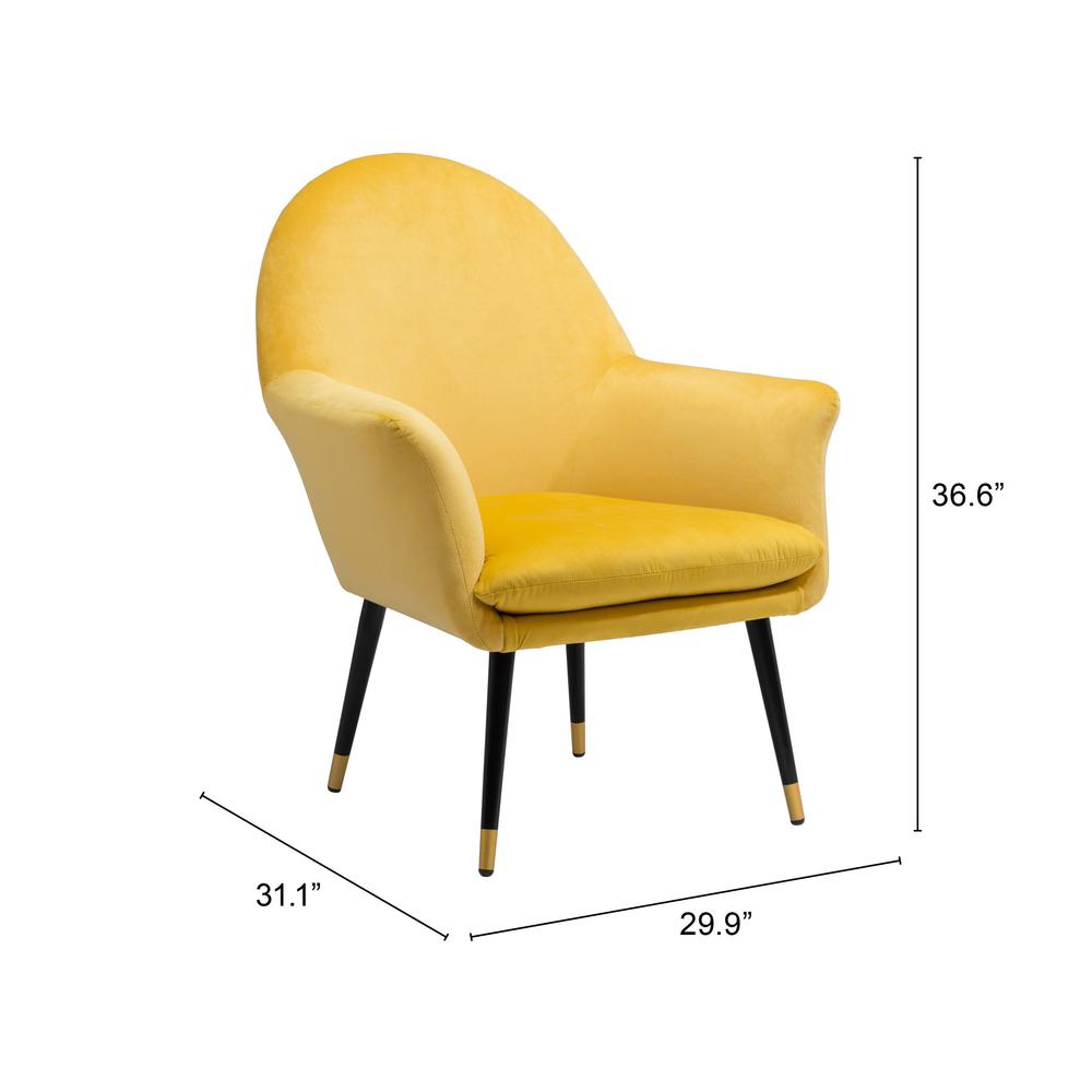 Alexandria Accent Chair Yellow Yellow Velvet. Picture 8