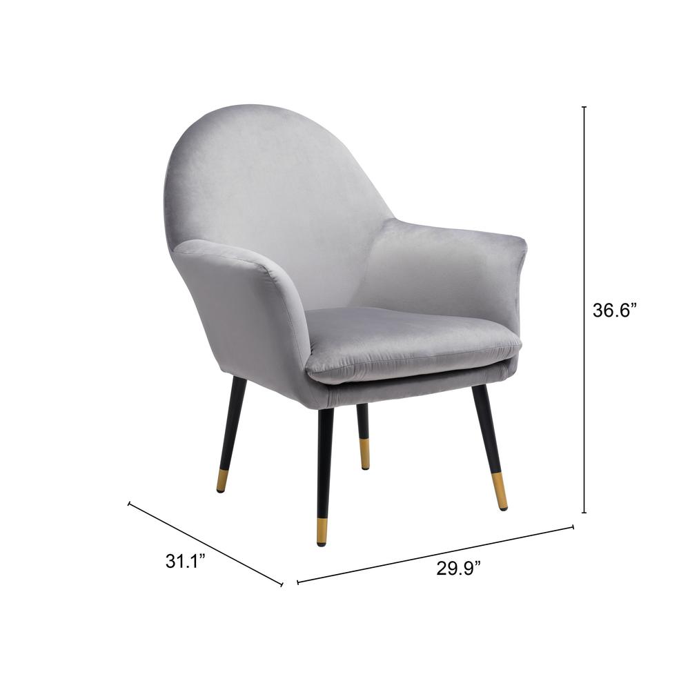 Alexandria Accent Chair Light Gray Gray Velvet. Picture 8