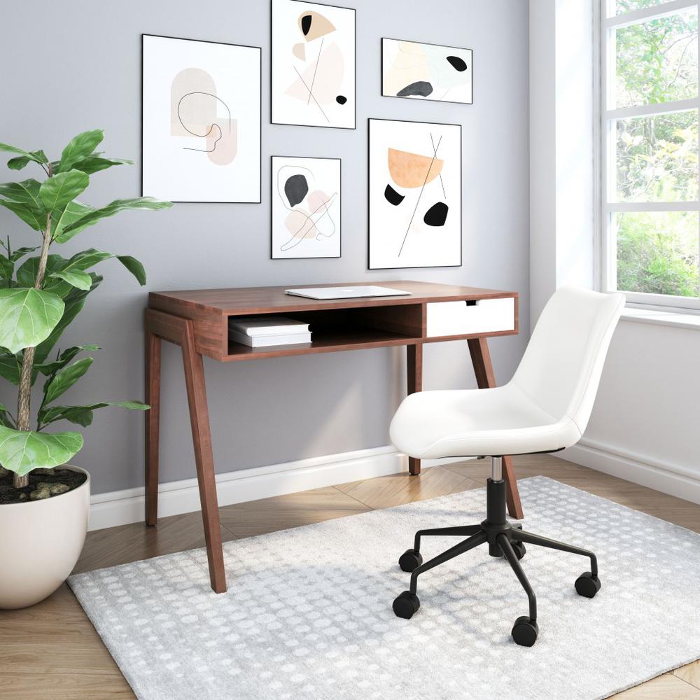 Modern Contrast Walnut and White Desk Walnut. Picture 7