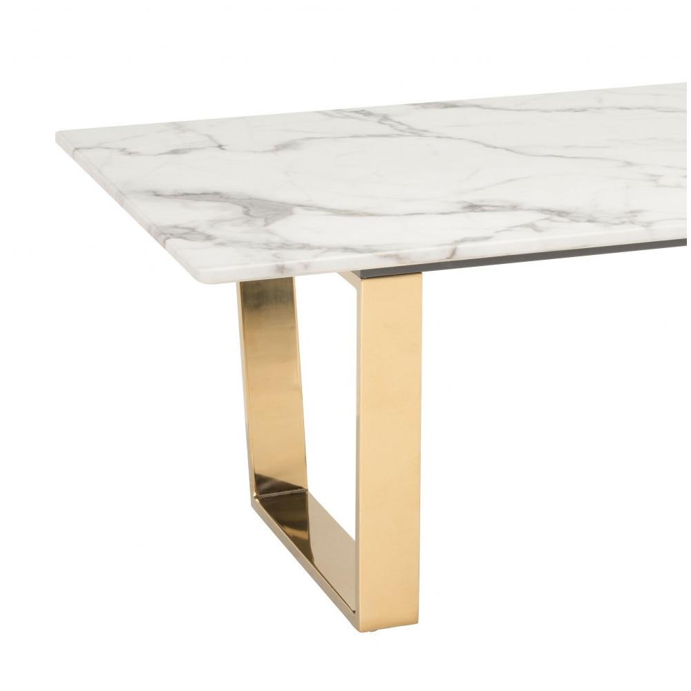 Designer's Choice White Faux Marble and Gold Coffee Table. Picture 5
