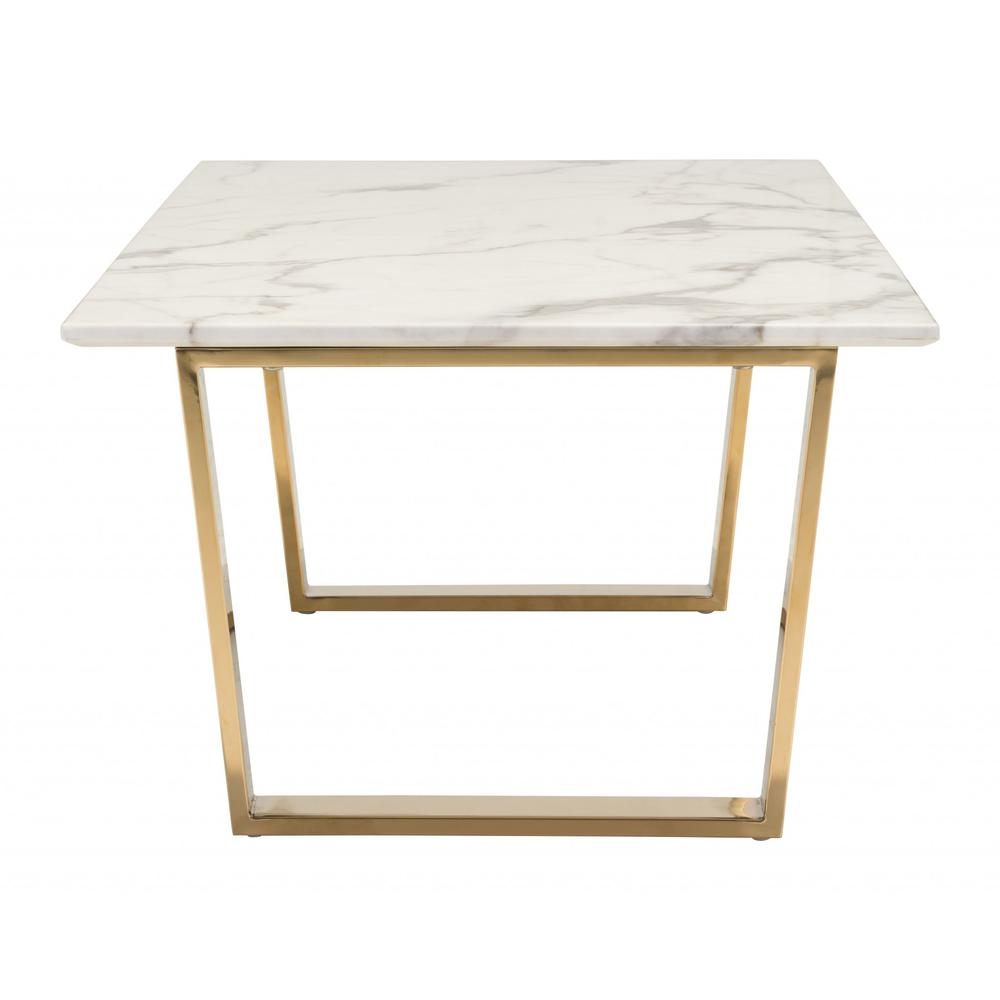 Designer's Choice White Faux Marble and Gold Coffee Table. Picture 2