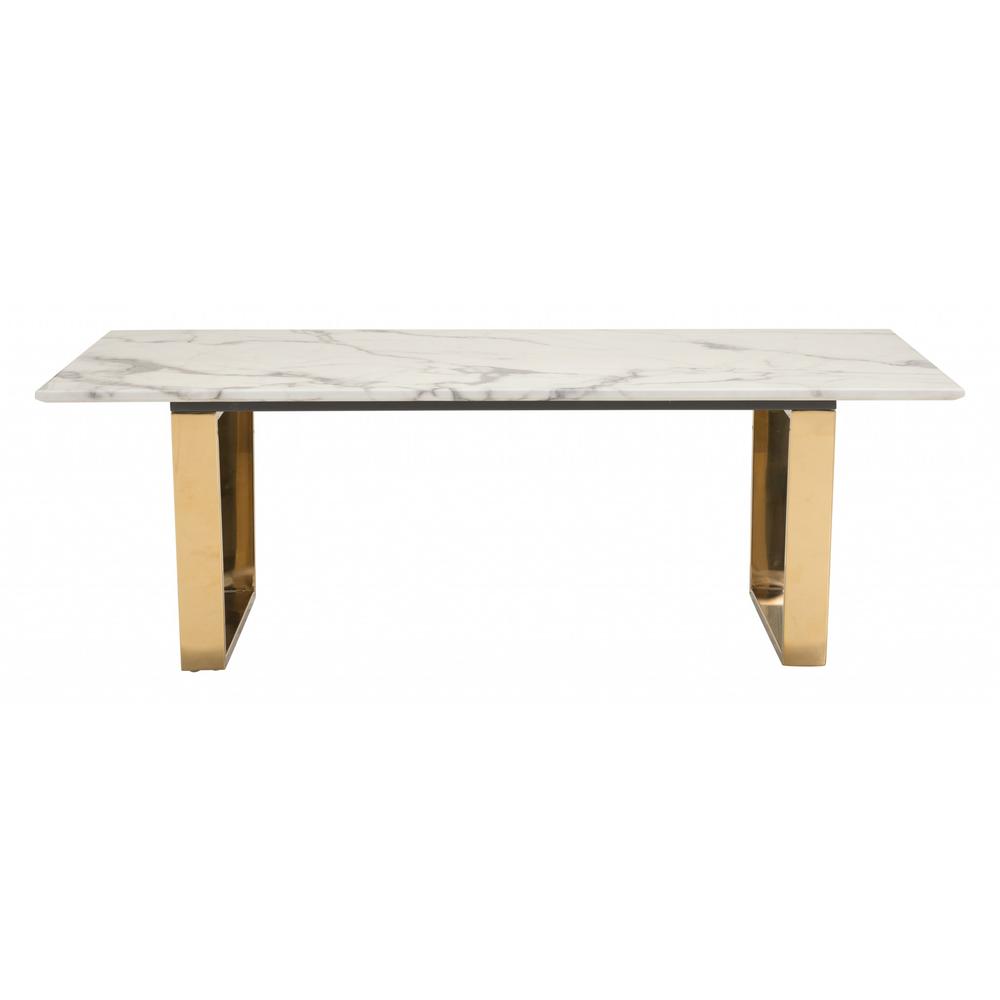 Designer's Choice White Faux Marble and Gold Coffee Table. Picture 3