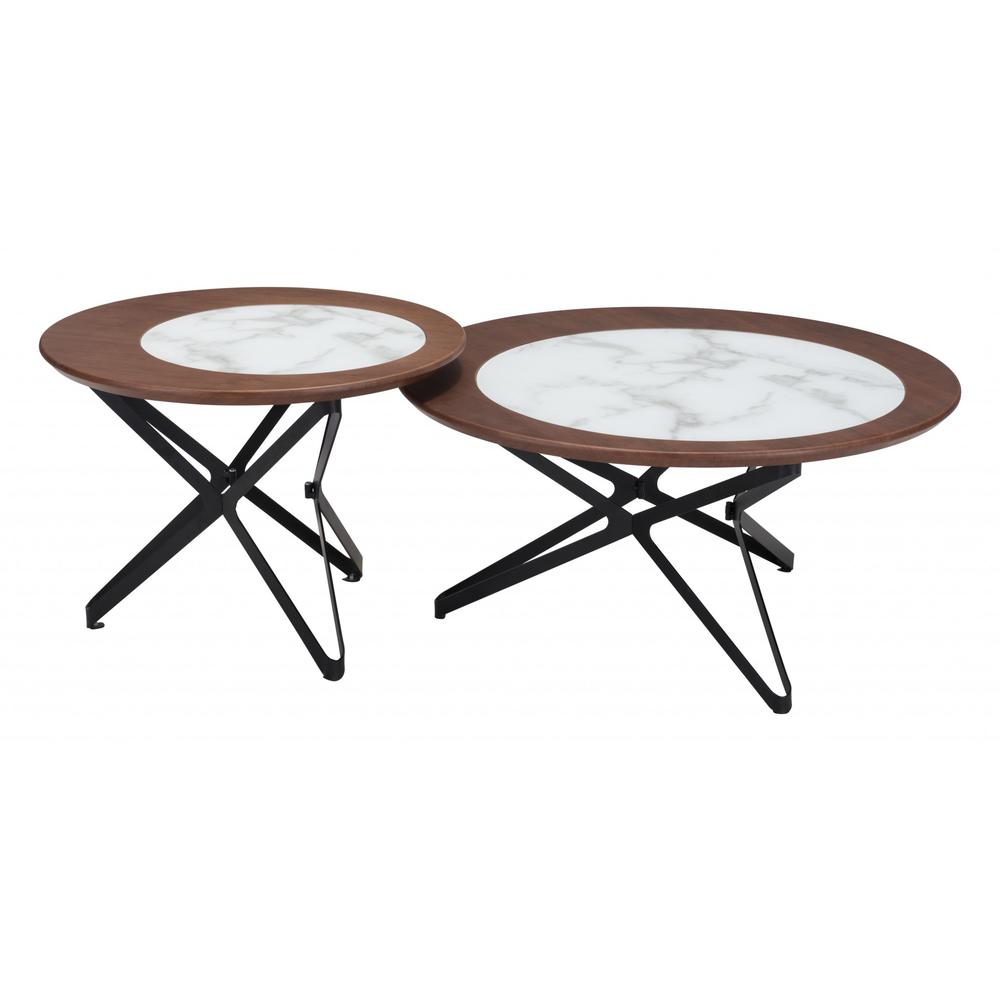 Set Of Two 32" Black Glass Round Bunching Coffee Tables. Picture 8