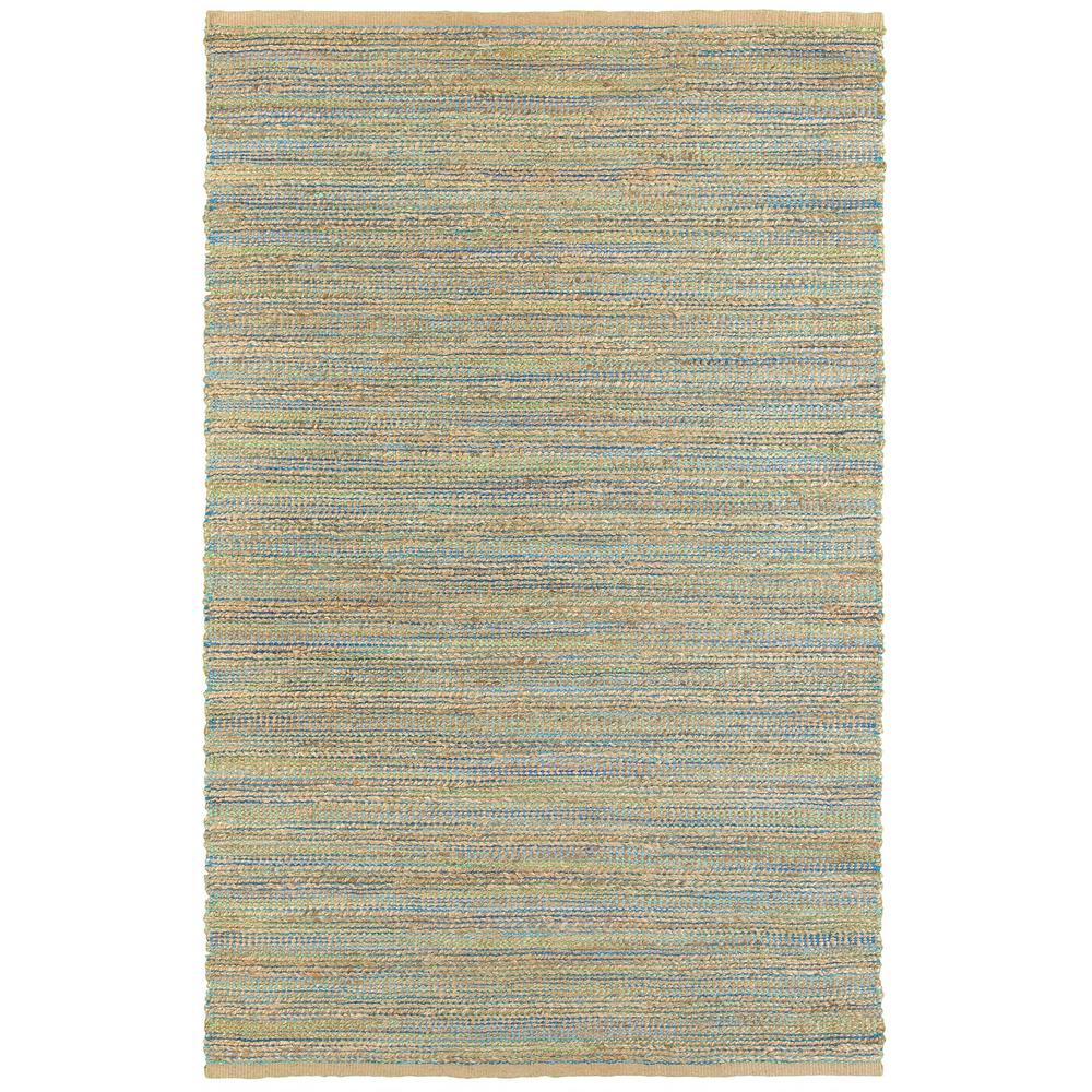 5’ x 8’ Multitoned Braided Jute Area Rug Natural/Blue/Green. Picture 1