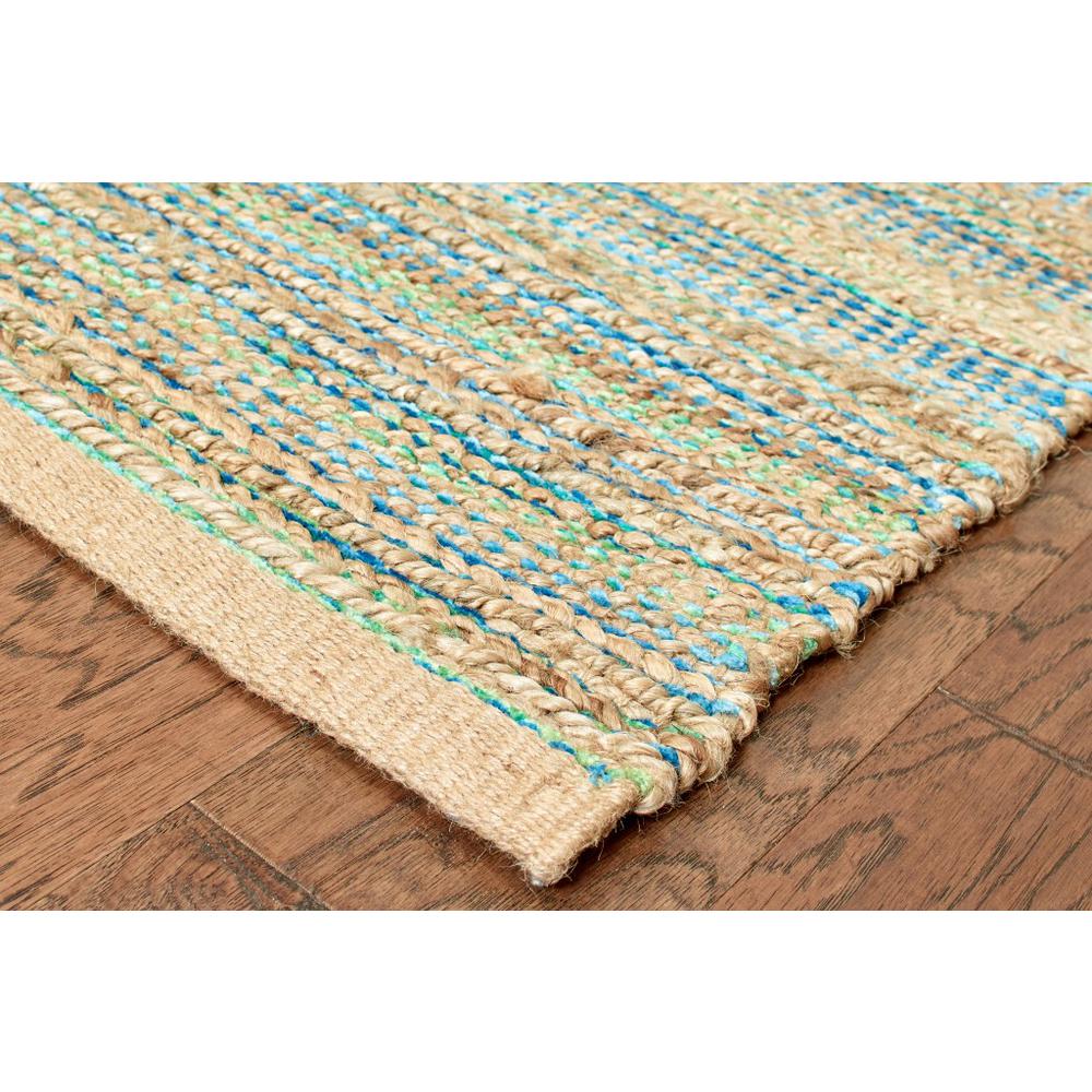 5’ x 8’ Multitoned Braided Jute Area Rug Natural/Blue/Green. Picture 2