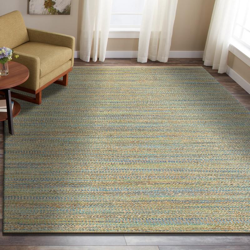 9’ x 12’ Multitoned Braided Jute Area Rug Natural/Blue/Green. Picture 3