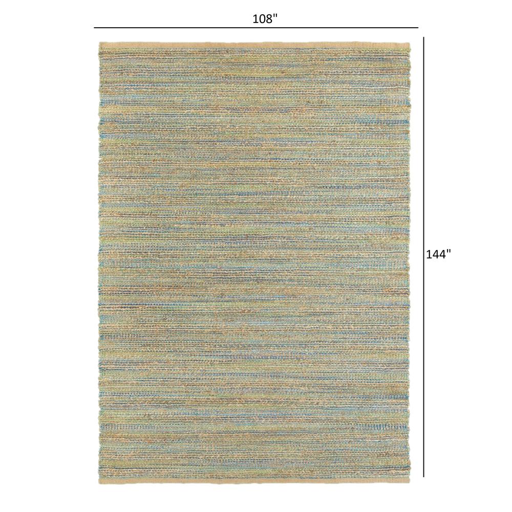 9’ x 12’ Multitoned Braided Jute Area Rug Natural/Blue/Green. Picture 4