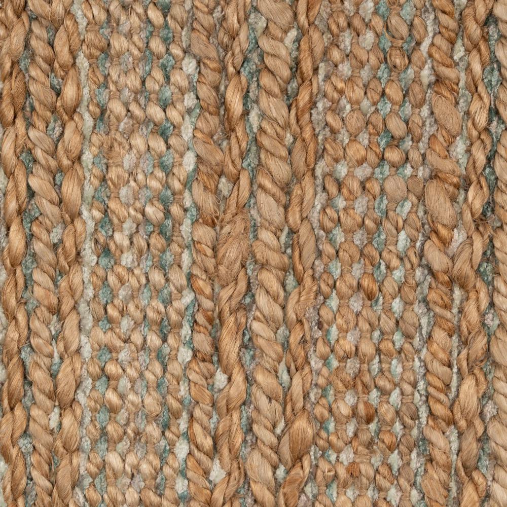 5’ x 8’ Teal and Natural Braided Jute Area Rug Natural/Teal. Picture 2