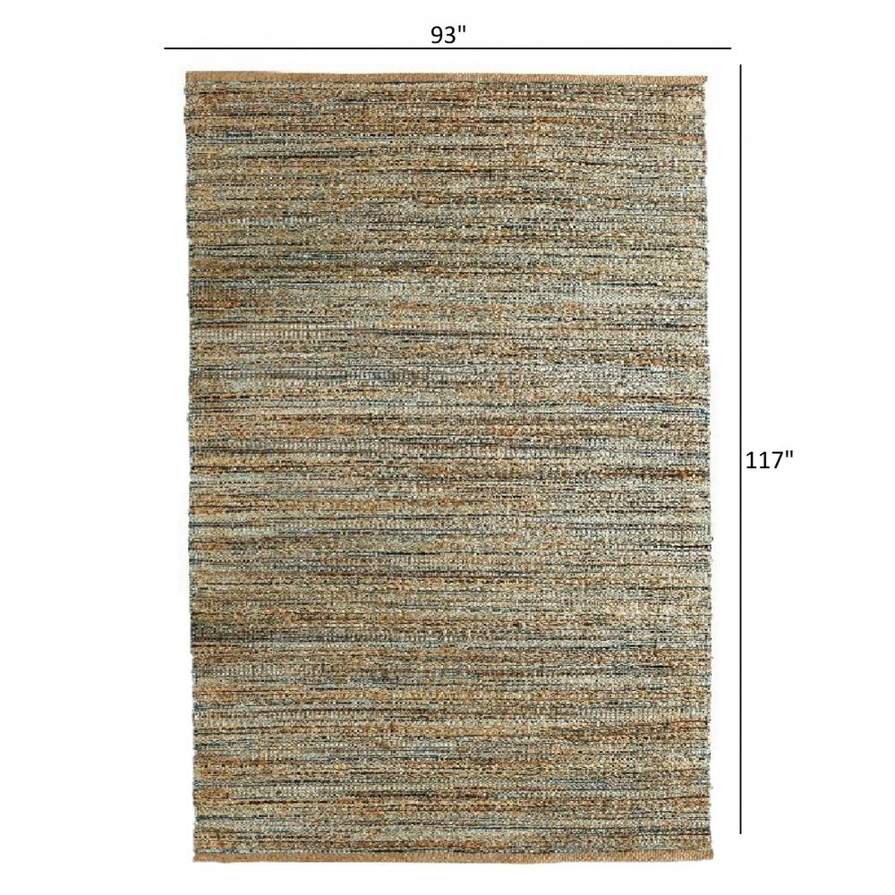 8’ x 10’ Teal and Natural Braided Jute Area Rug Natural/Teal. Picture 9