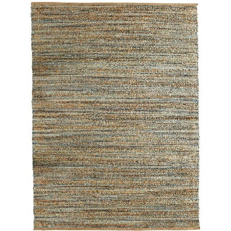 9’ x 12’ Teal and Natural Braided Jute Area Rug Natural/Teal. Picture 1