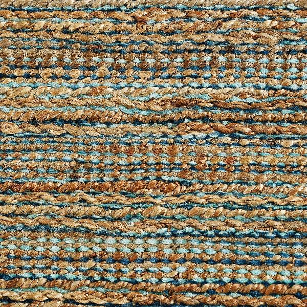 9’ x 12’ Teal and Natural Braided Jute Area Rug Natural/Teal. Picture 2