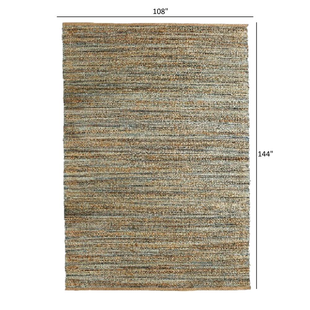 9’ x 12’ Teal and Natural Braided Jute Area Rug Natural/Teal. Picture 9