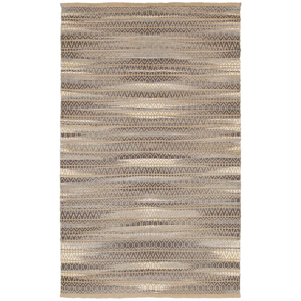 8’ x 10’ Gray and Tan Striated Runner Rug Natural/Gray. Picture 1