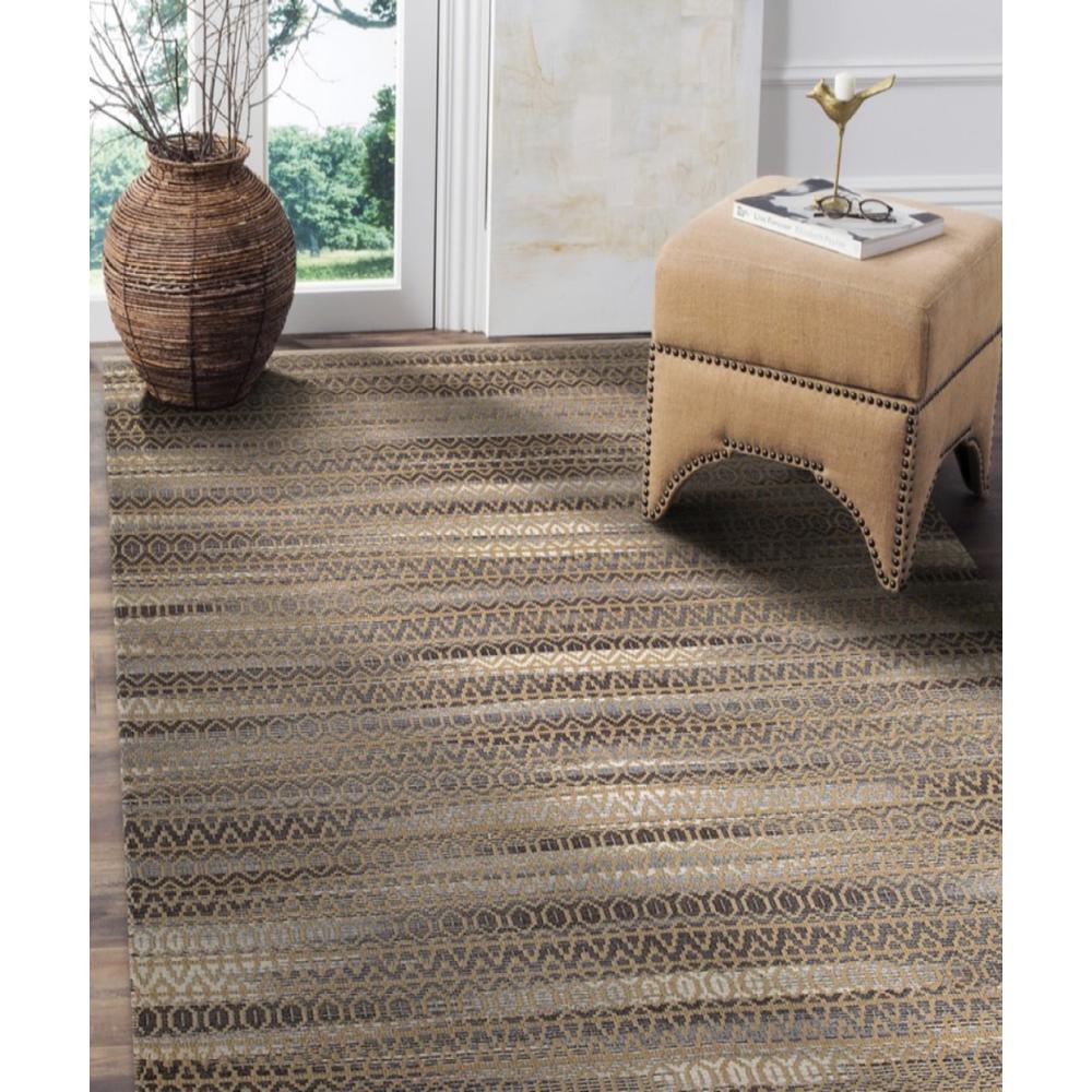 8’ x 10’ Gray and Tan Striated Runner Rug Natural/Gray. Picture 2