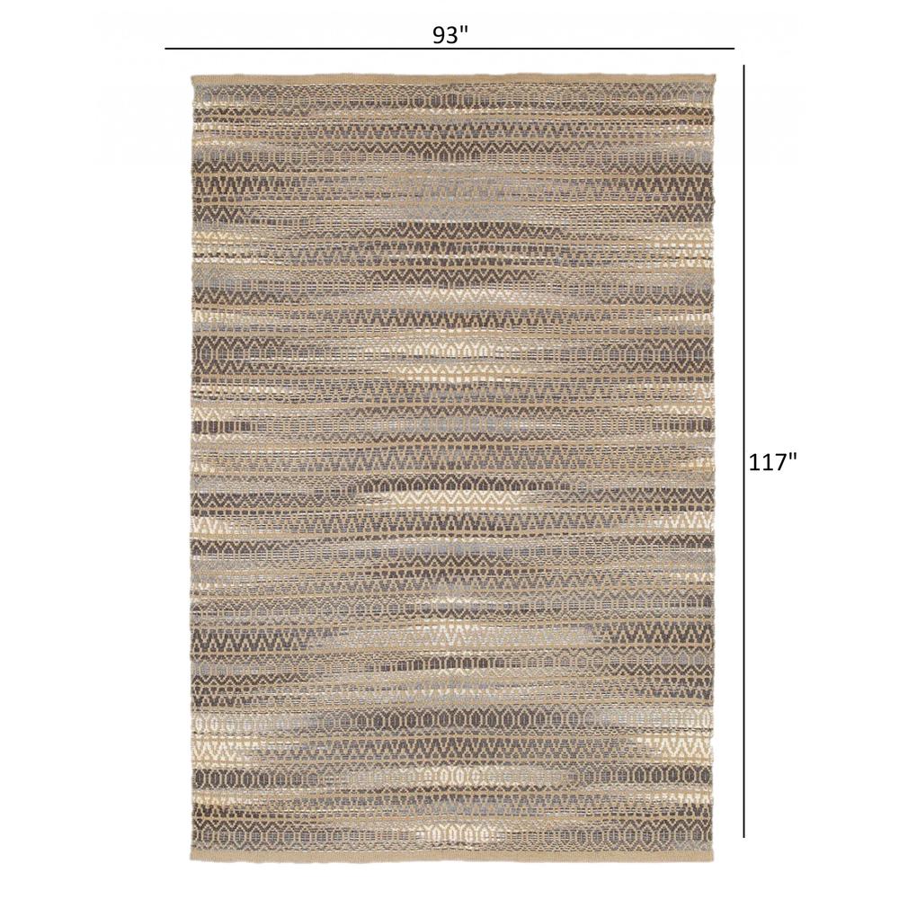 8’ x 10’ Gray and Tan Striated Runner Rug Natural/Gray. Picture 3