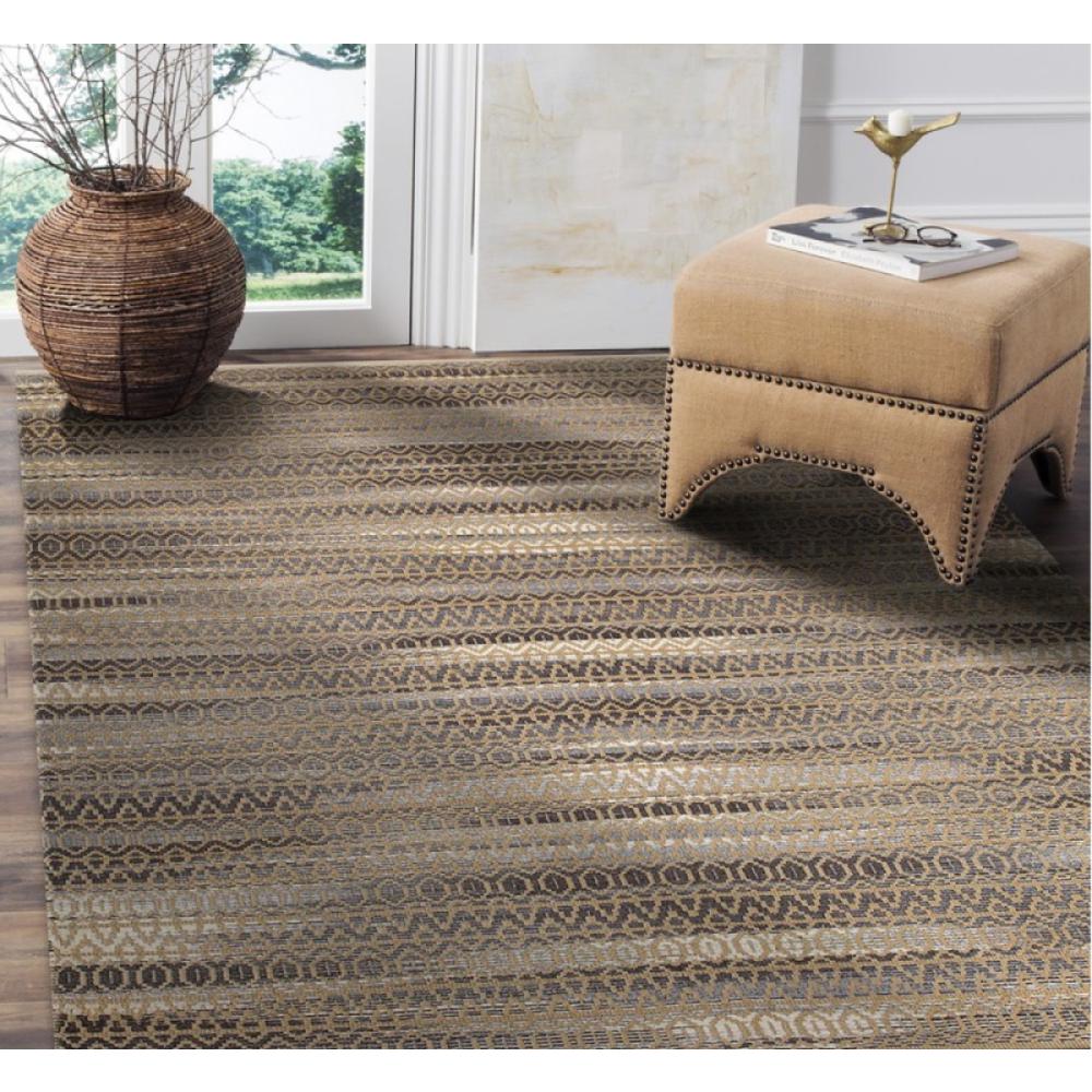 9’ x 12’ Gray and Tan Striated Runner Rug Natural/Gray. Picture 3