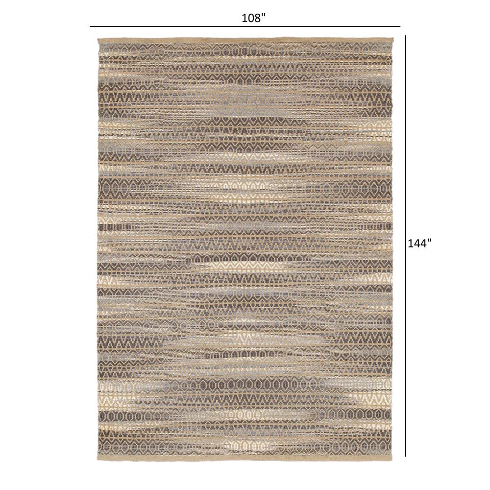 9’ x 12’ Gray and Tan Striated Runner Rug Natural/Gray. Picture 4