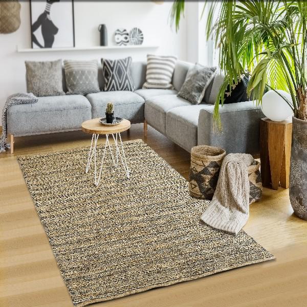 8’ x 10’ Gray and Natural Braided Striped Area Rug Natural/Gray. Picture 7