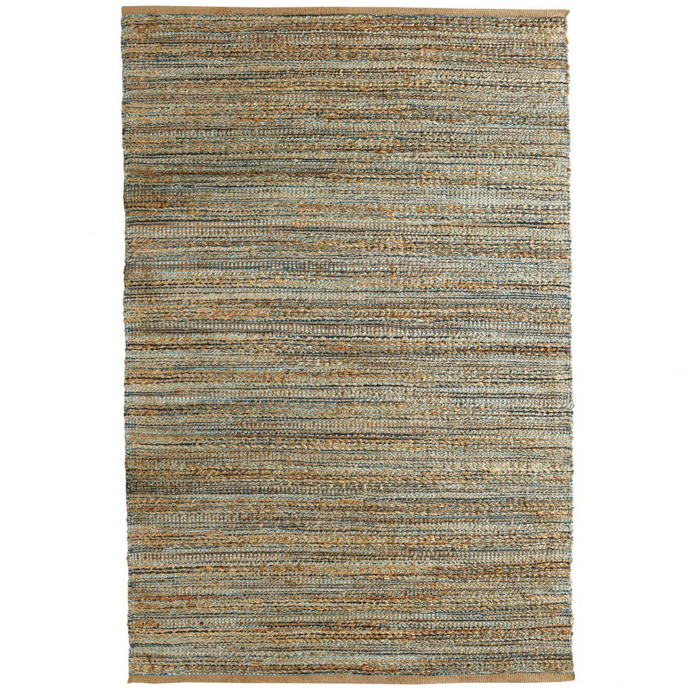 8’ x 10’ Blue and Natural Braided Jute Area Rug Natural/Spa Blue. Picture 1