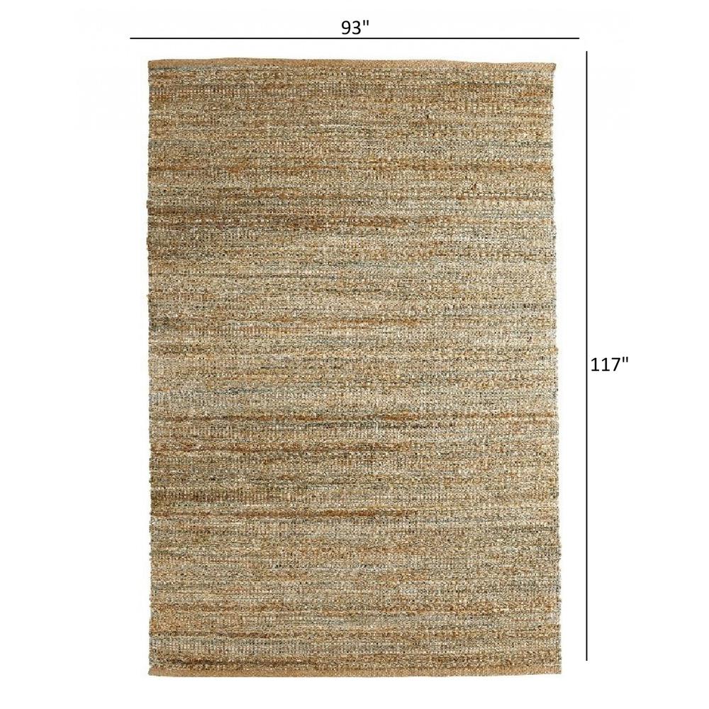 8’ x 10’ Blue and Natural Braided Jute Area Rug Natural/Spa Blue. Picture 8