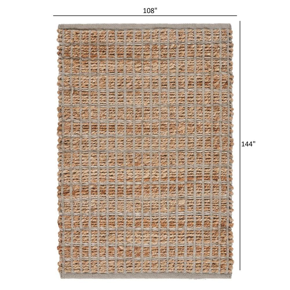 9’ x 12’ Gray Grid Farmhouse Area Rug Natural/Gray. Picture 8