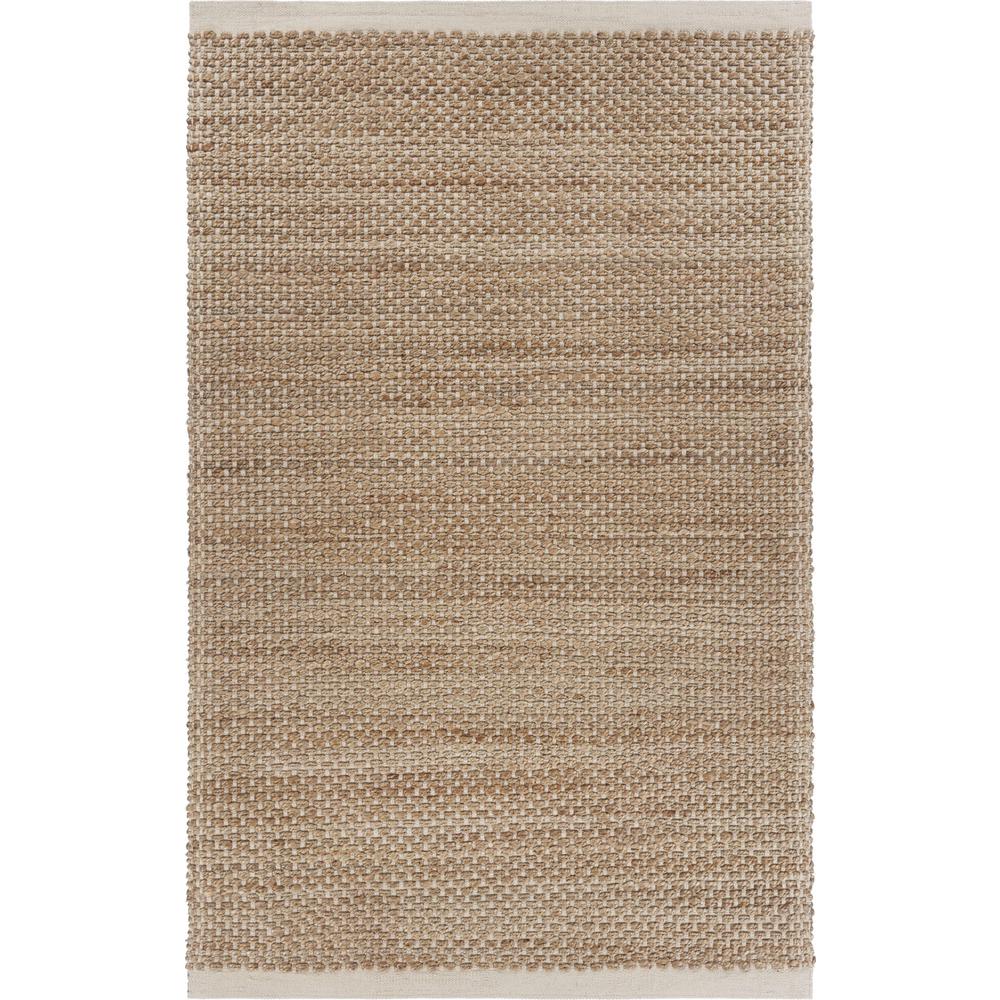 8’ x 10’ Tan and White Detailed Woven Area Rug Tan/Off-White. Picture 1