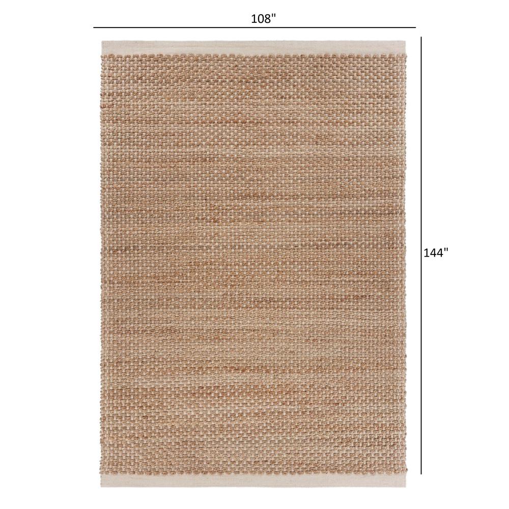 9’ x 12’ Tan and White Detailed Woven Area Rug Tan/Off-White. Picture 8
