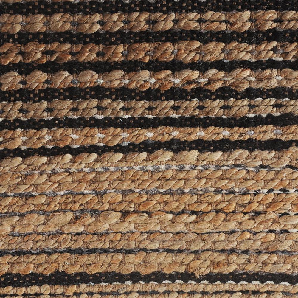 5’ x 8’ Tan and Black Eclectic Striped Area Rug Tan/Black. Picture 2