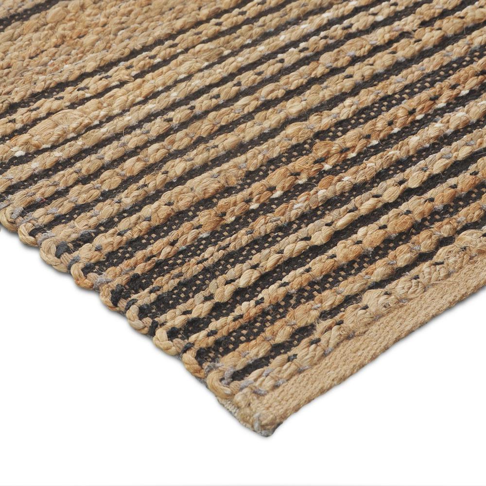5’ x 8’ Tan and Black Eclectic Striped Area Rug Tan/Black. Picture 4