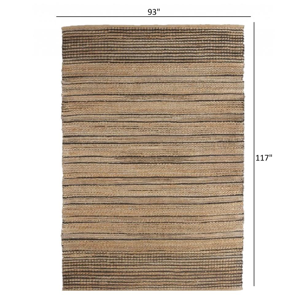 8’ x 10’ Tan and Black Eclectic Striped Area Rug Tan/Black. Picture 9