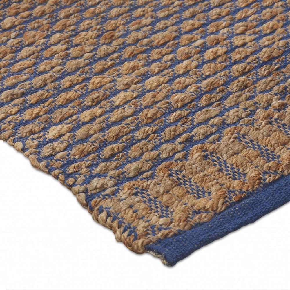 5’ x 8’ Tan and Blue Detailed Lattice Area Rug Tan/Blue. Picture 4