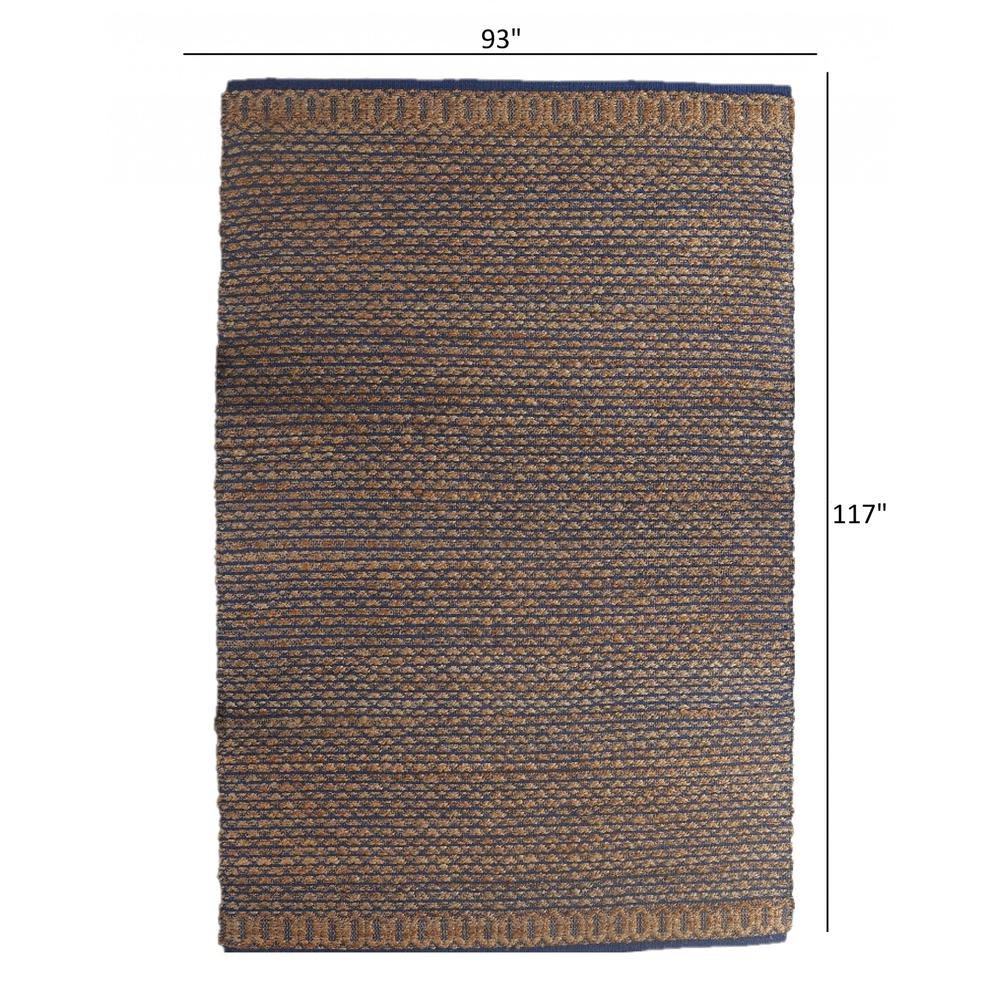 8’ x 10’ Tan and Blue Detailed Lattice Area Rug Tan/Blue. Picture 9