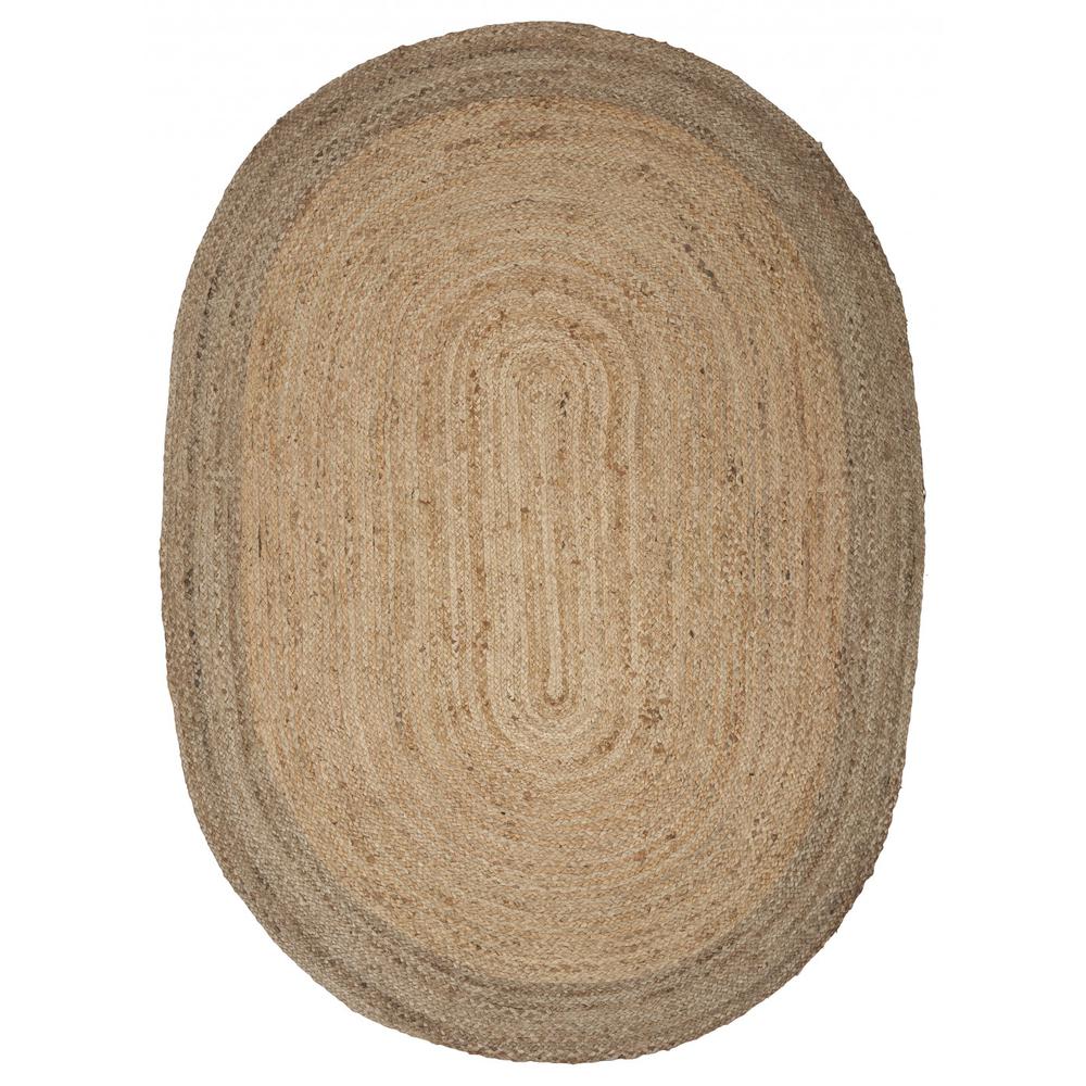 7’ Natural Toned Oval Shaped Area Rug Natural. Picture 1