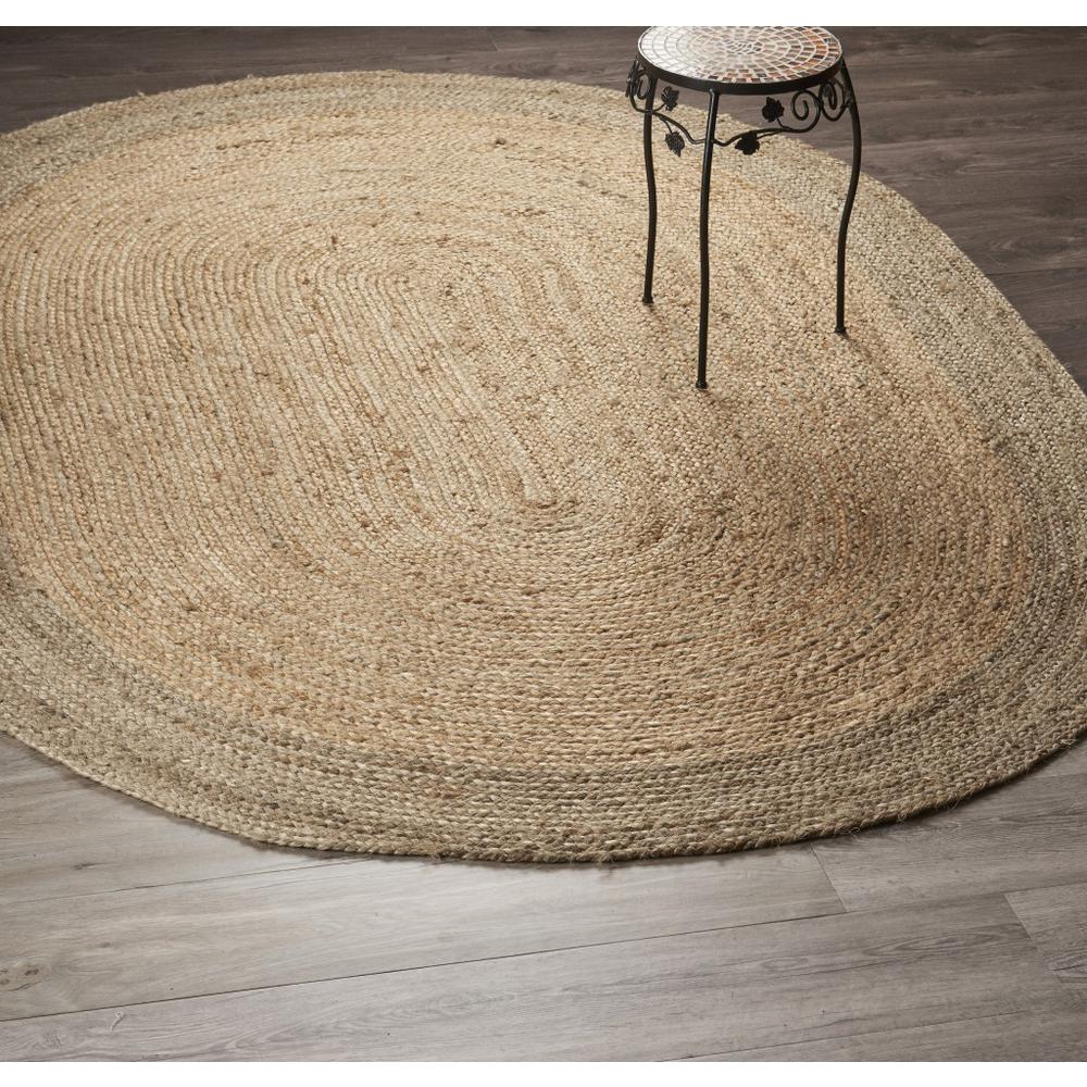 7’ Natural Toned Oval Shaped Area Rug Natural. Picture 7