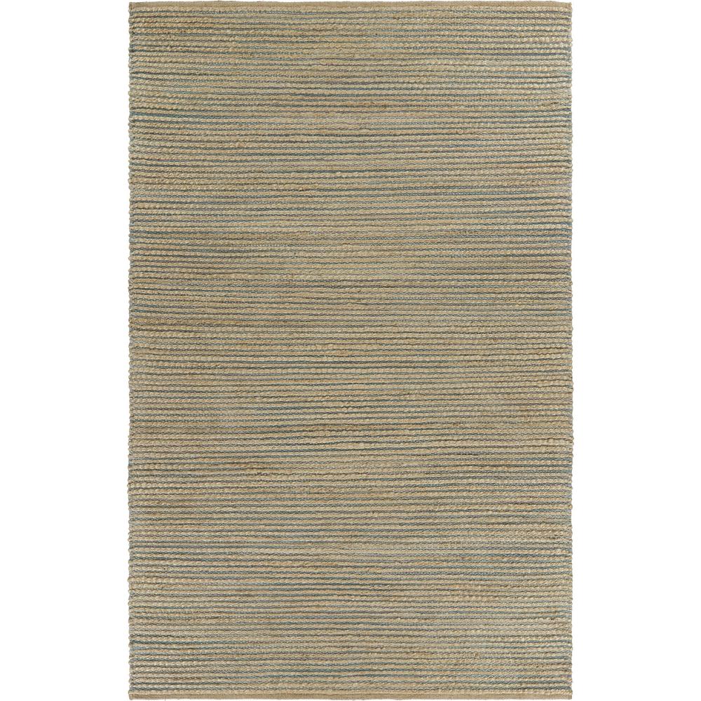 5’ x 8’ Tan and Blue Undertone Striated Area Rug Natural/Blue. Picture 1