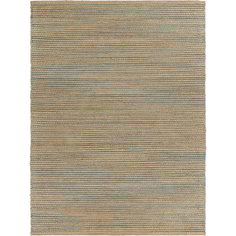 8’ x 10’ Tan and Blue Undertone Striated Area Rug Natural/Blue. Picture 9