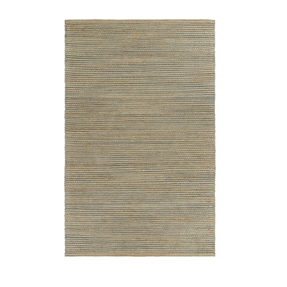 8’ x 10’ Tan and Blue Undertone Striated Area Rug Natural/Blue. Picture 7