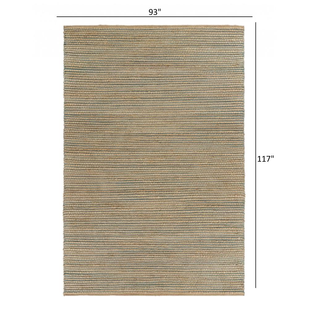 8’ x 10’ Tan and Blue Undertone Striated Area Rug Natural/Blue. Picture 8