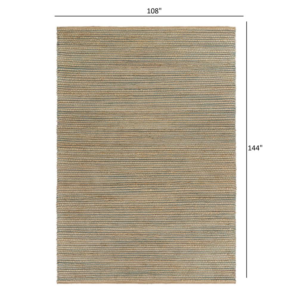 9’ x 12’ Tan and Blue Undertone Striated Area Rug Natural/Blue. Picture 8
