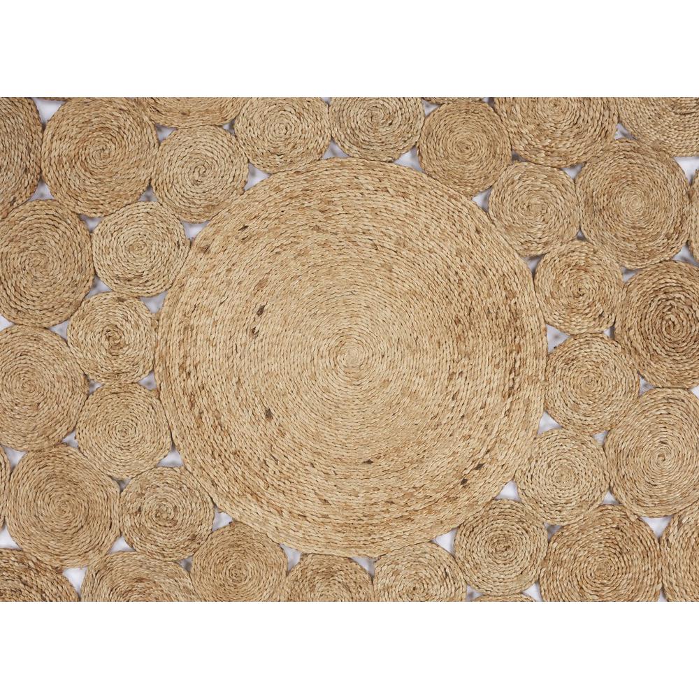 4’ Round Natural Tan Orbital Area Rug Natural. Picture 1