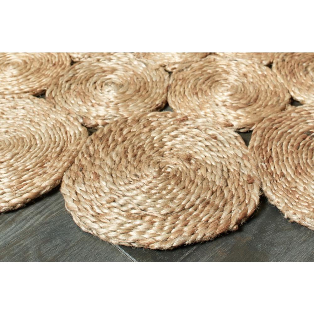 4’ Round Natural Tan Orbital Area Rug Natural. Picture 2
