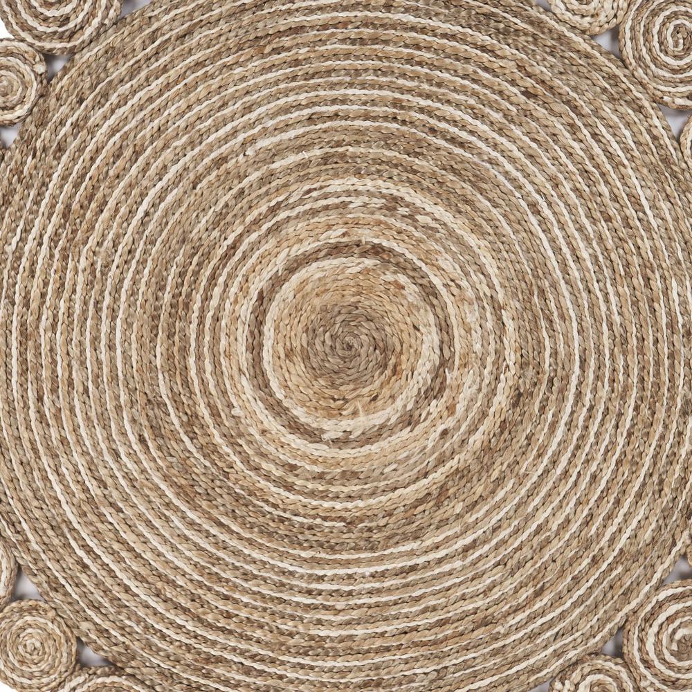 8’ Round Natural Coiled Area Rug Bleach/Natural. Picture 2
