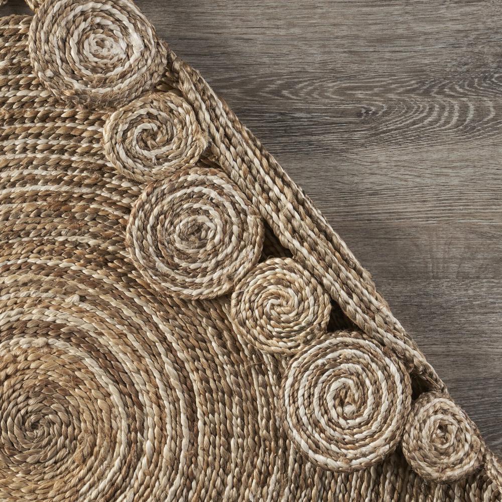 8’ Round Natural Coiled Area Rug Bleach/Natural. Picture 4