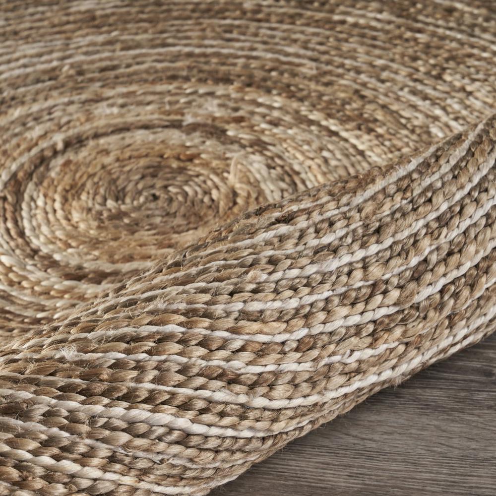 8’ Round Natural Coiled Area Rug Bleach/Natural. Picture 5
