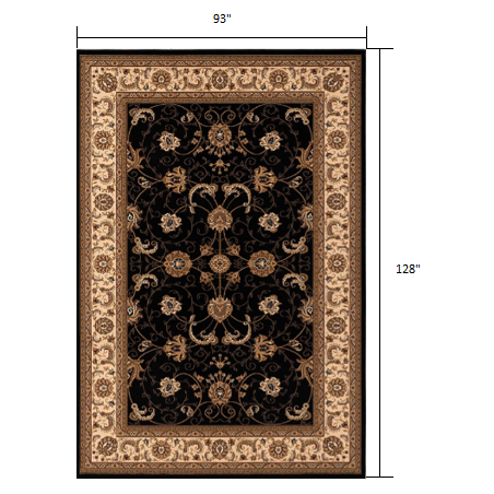8’ x 11’ Black and Tan Floral Vines Area Rug Black. Picture 9