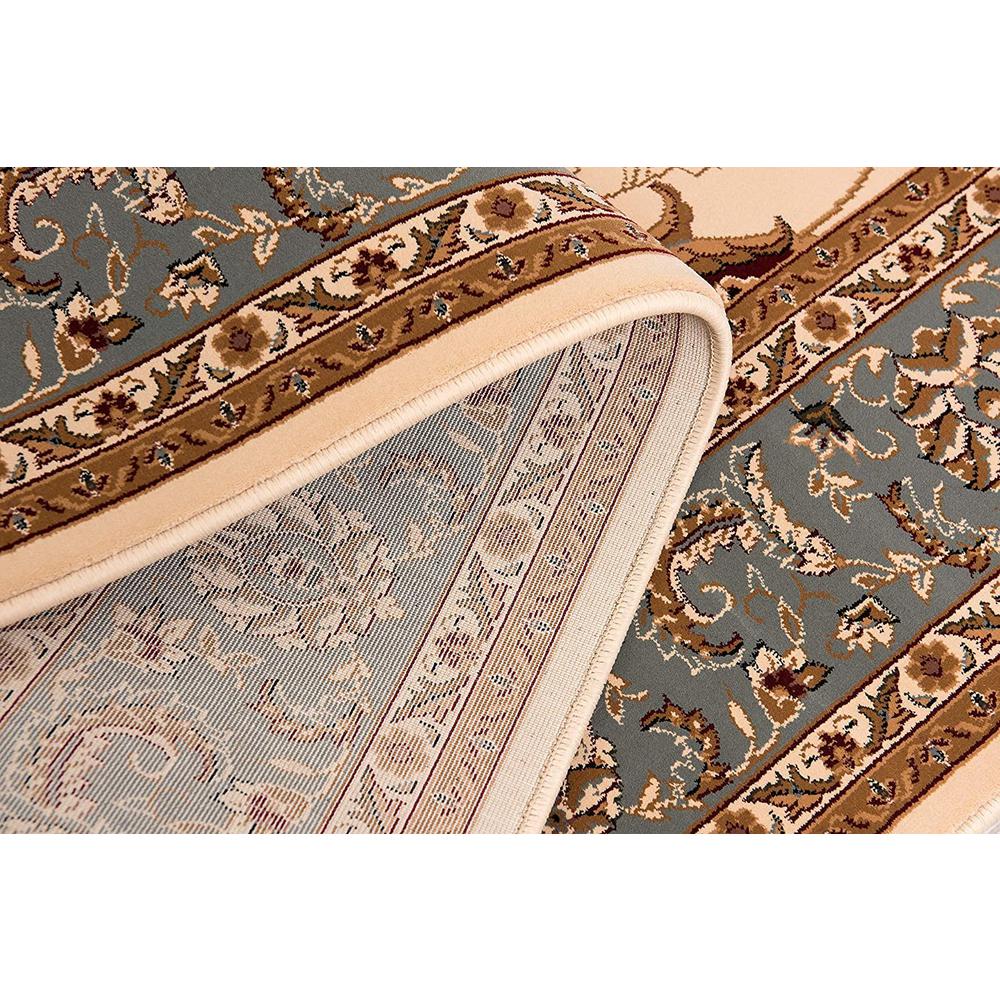 3’ x 13’ Cream and Blue Traditional Runner Rug Cream Blue. Picture 7