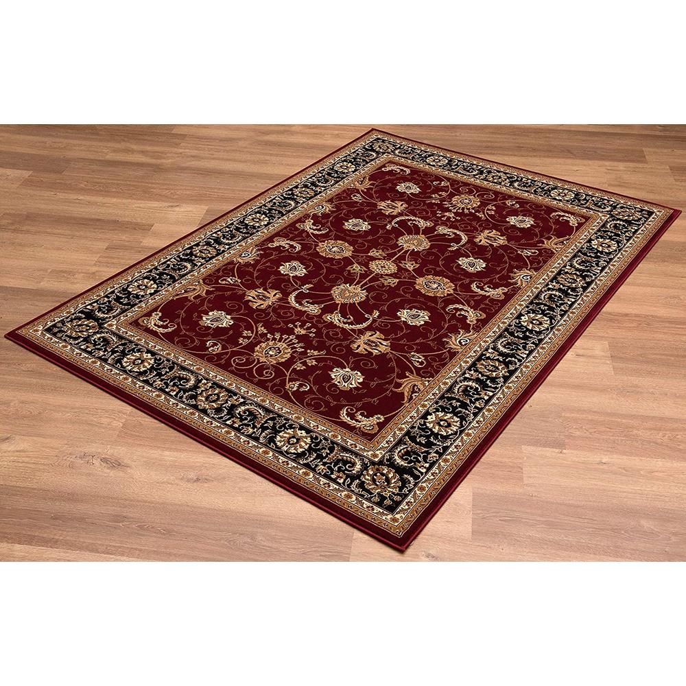 7’ x 9’ Red and Black Ornamental Area Rug Red Black. Picture 4
