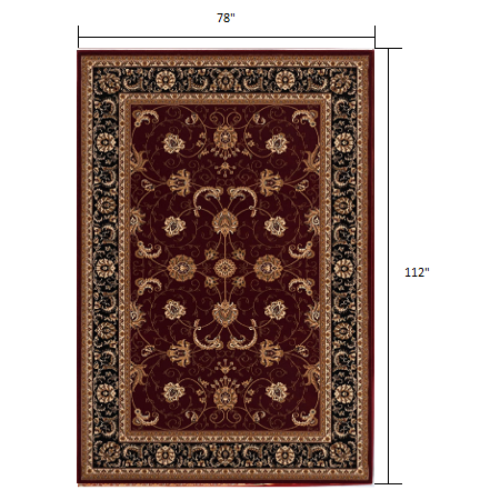 7’ x 9’ Red and Black Ornamental Area Rug Red Black. Picture 9